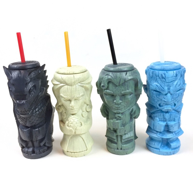 Geeki Tiki Drink Cups Sip Mugs Plastic Game Of Thrones Jon Snow Night King 4 Pc