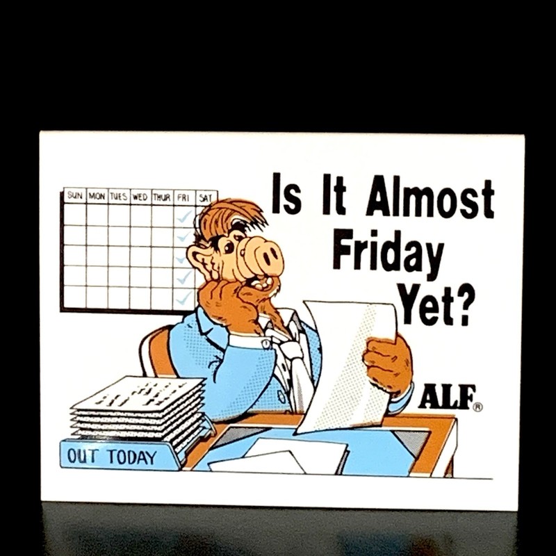 Vtg Alf 1987 Table Top Sign Plaque No. 6 Is It Almost Friday Yet? * Read gallery